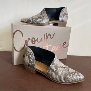 NEW Crown Vintage Faux Snake Print Stella d’Orsay Style Flats - 7